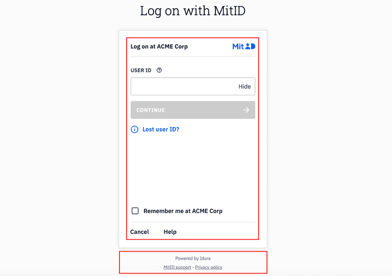 MitID default landing page